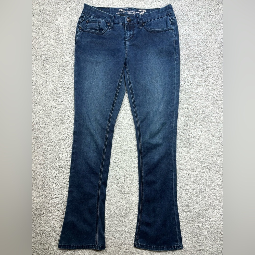7 For All Mankind Jeans Womens 4 Rocker Slim Dark Wash Denim Rhinestones Party